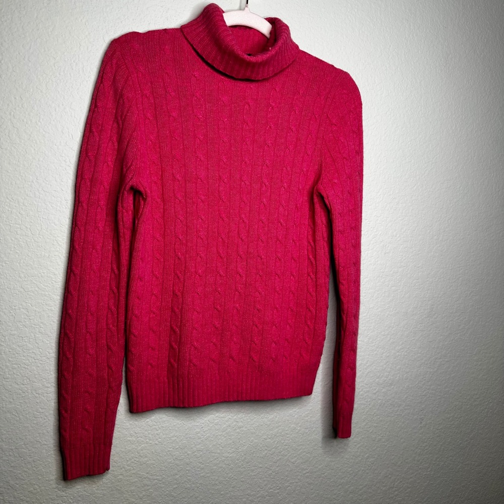 J.Crew Pink Cable Knit Turtleneck Sweater Merino Wool Angora Cashmere S Clasic - Picture 1 of 9